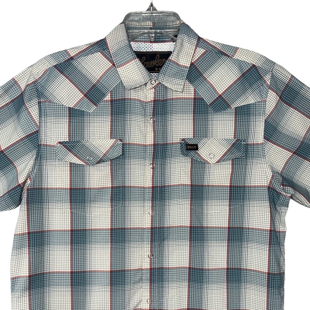 Howler Brothers H Bar B Snapshirt Mens Small Blue Red Plaid Western Short Sleeve